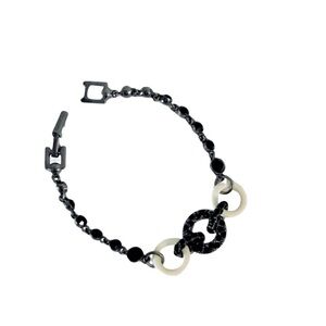 Givenchy Black Crystal Flex Bracelet with Ivory White Open Circles